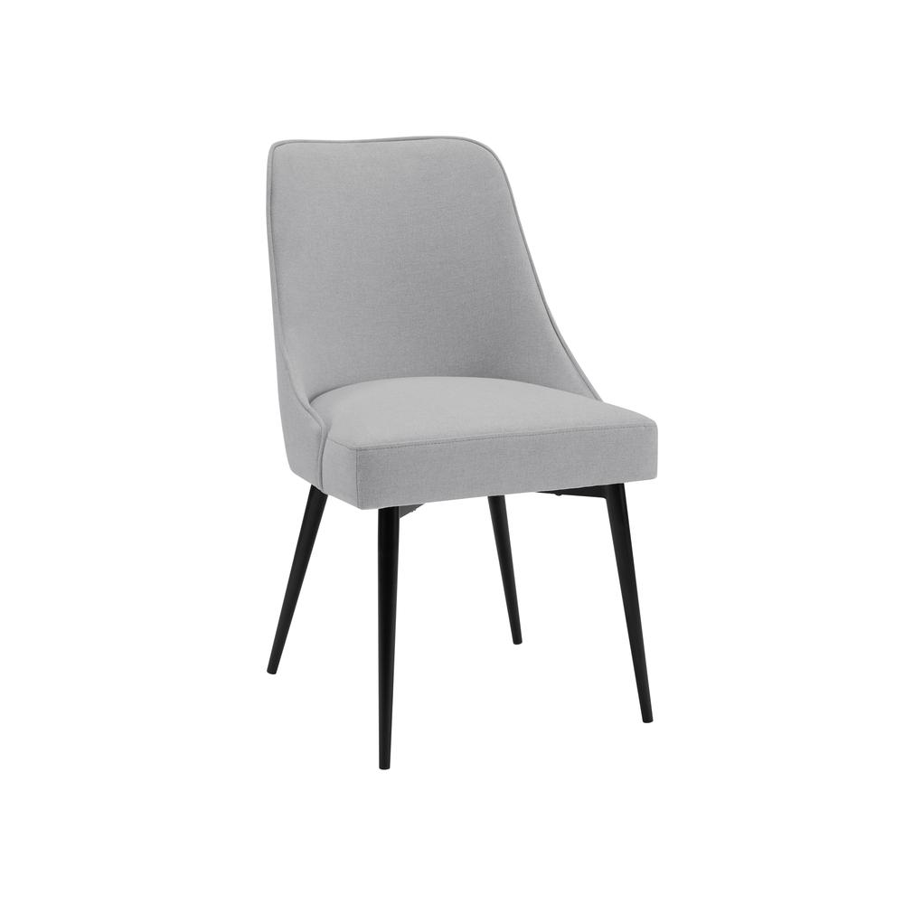 Start2Finish Colfax Side Chair in stone fabric with wooden legs, showcasing a modern, upholstered dining chair design.