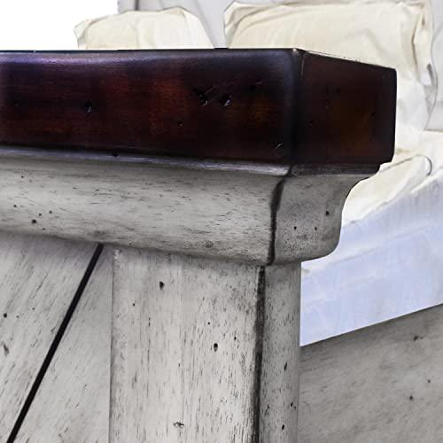 Start2Finish Bear Creek Queen Bed frame with wooden headboard and clean-lined design, shown in a cozy bedroom setting.