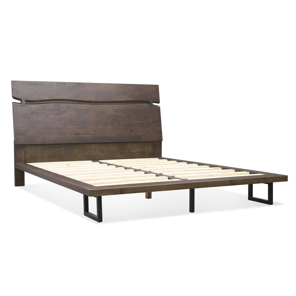 Start2Finish Pasco Queen Bed with a modern wooden frame and neutral upholstery in a stylish bedroom setting.