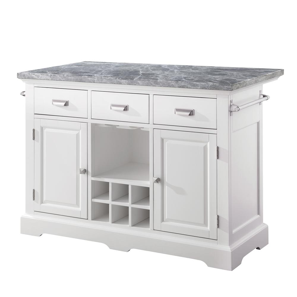 Start2Finish Zermatt Kitchen Island with wooden top, storage cabinets, and drawers, showcasing durable kitchen furniture design.