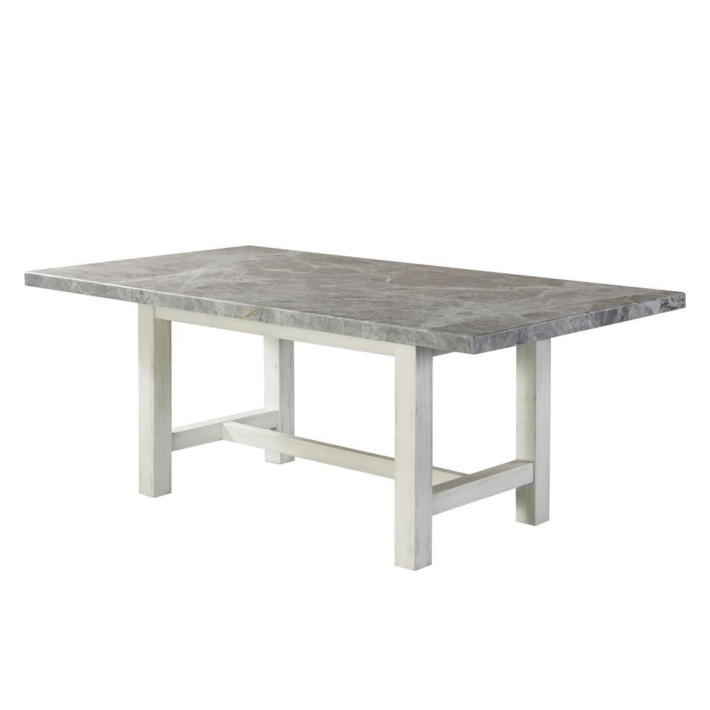 Start2Finish Canova Gray Marble Top Dining table with sleek marble surface and modern wooden legs, perfect for stylish dining spaces.