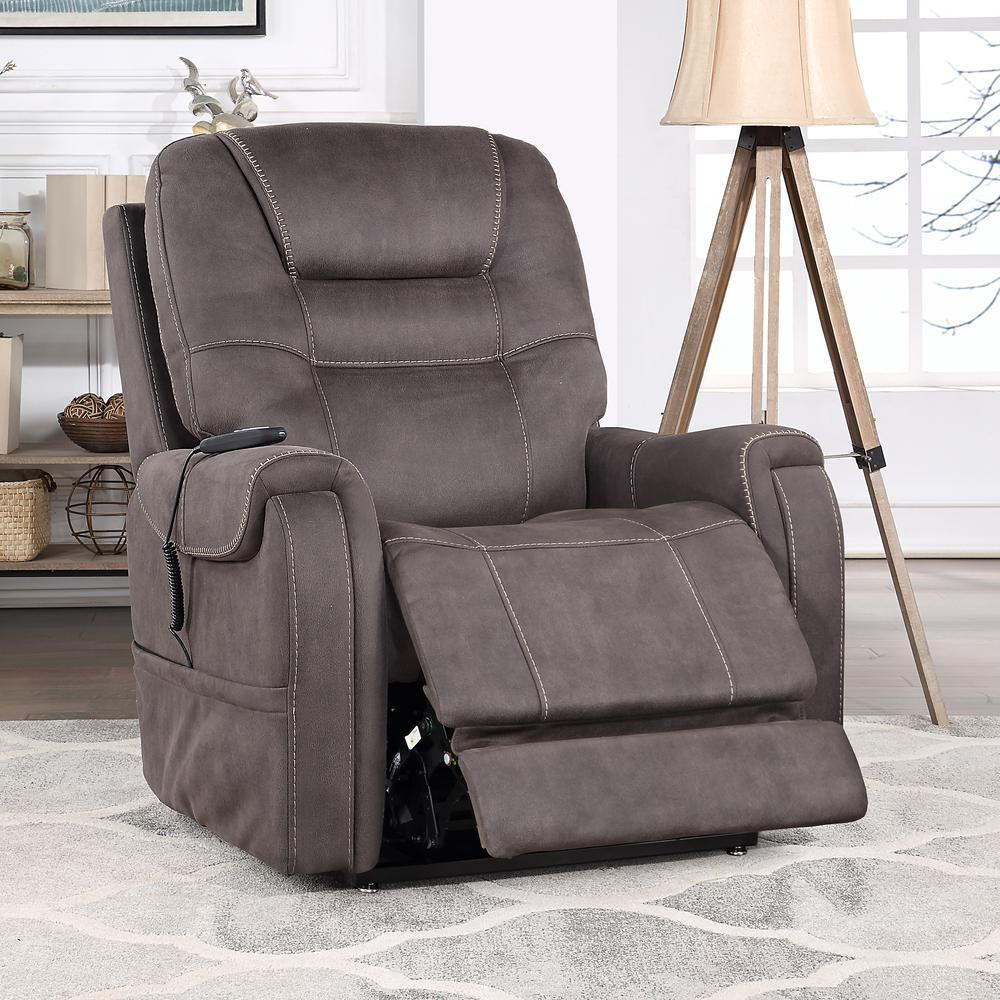 Start2Finish Brisbane Power Lift Chair with 3-position recline, beige fabric, padded armrests, and built-in lifting mechanism.