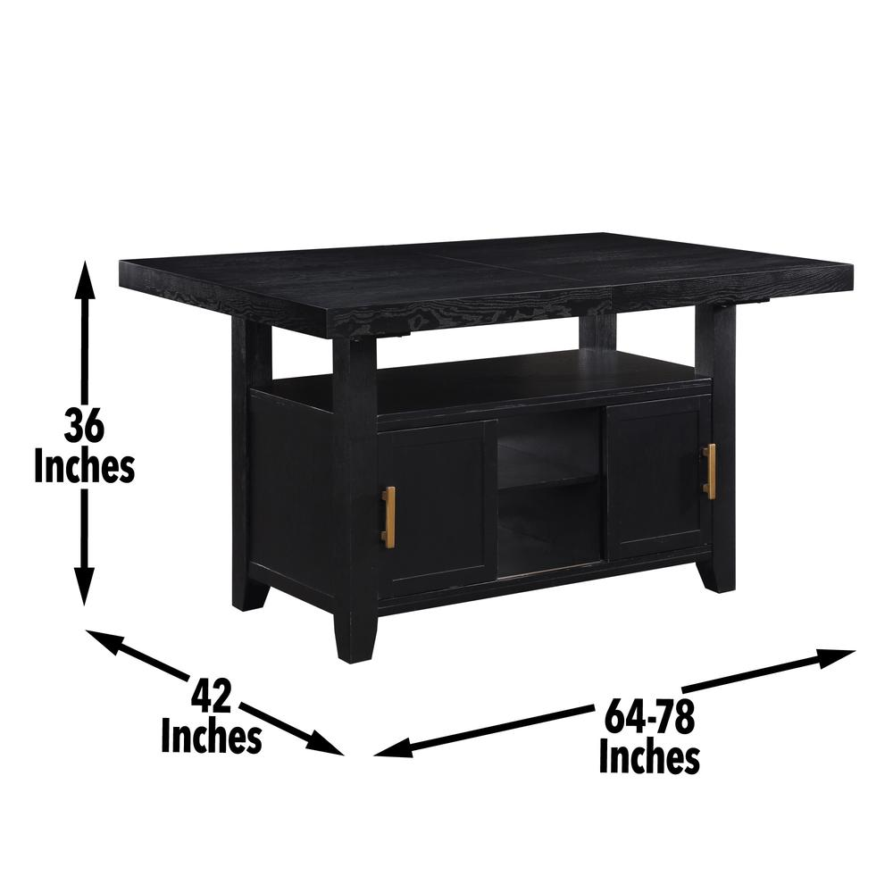 Yves Black Counter Table with Storage by Start2Finish, featuring a sleek black finish and built-in storage compartments.