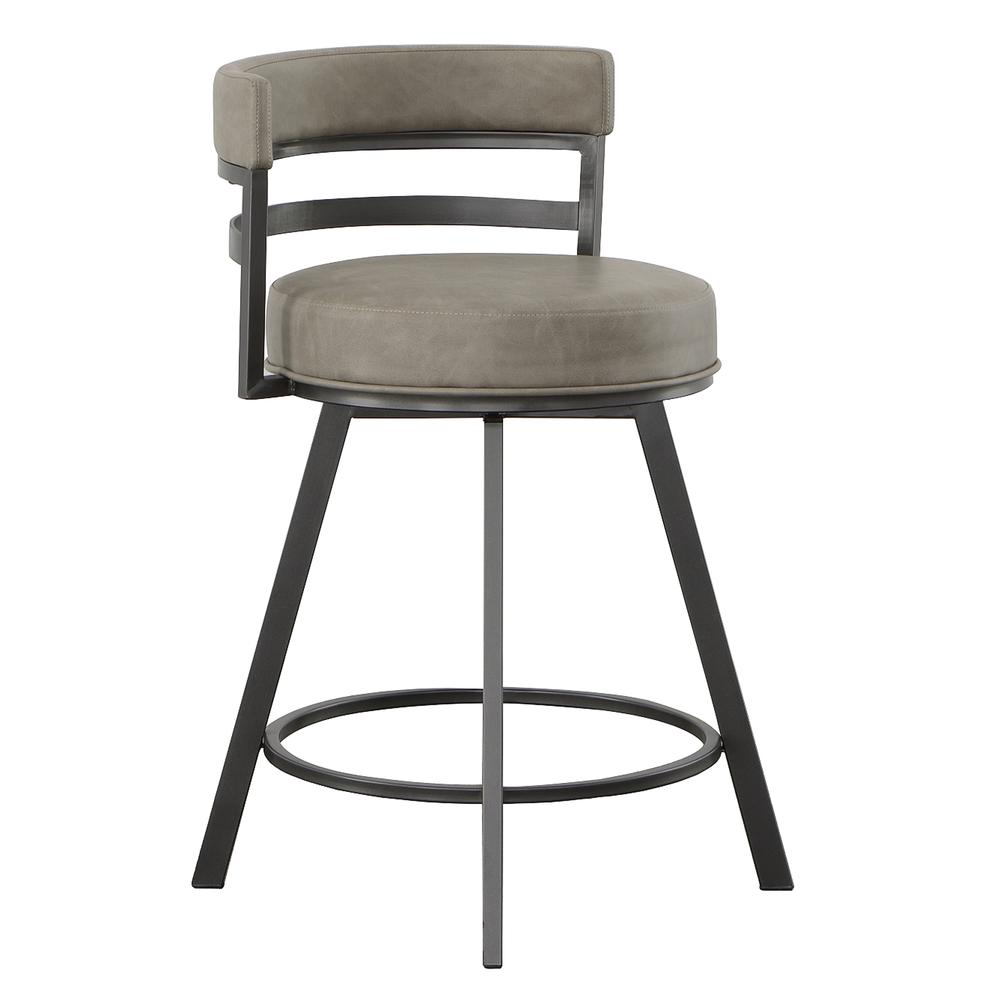 Start2Finish Gene Swivel 24-inch counter stool with a cushioned seat and metal base, perfect for kitchen or bar seating.