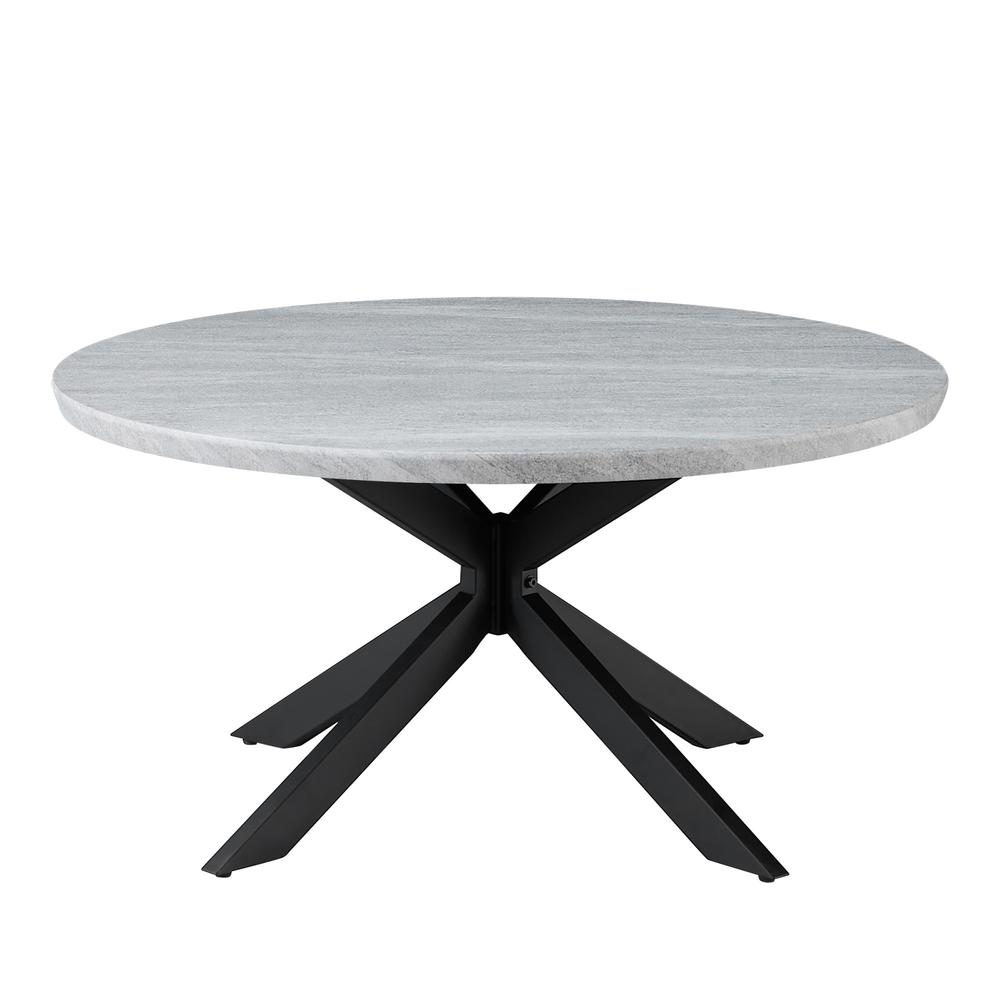 Start2Finish Keyla faux-marble round cocktail table with sleek metal legs, modern design, and smooth surface.