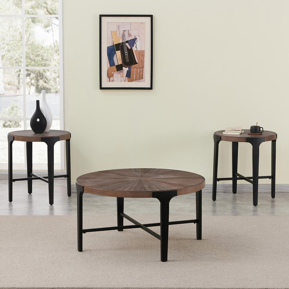 Start2Finish Chevron Round Cocktail Table with a modern geometric design and sleek finish for stylish living room decor.