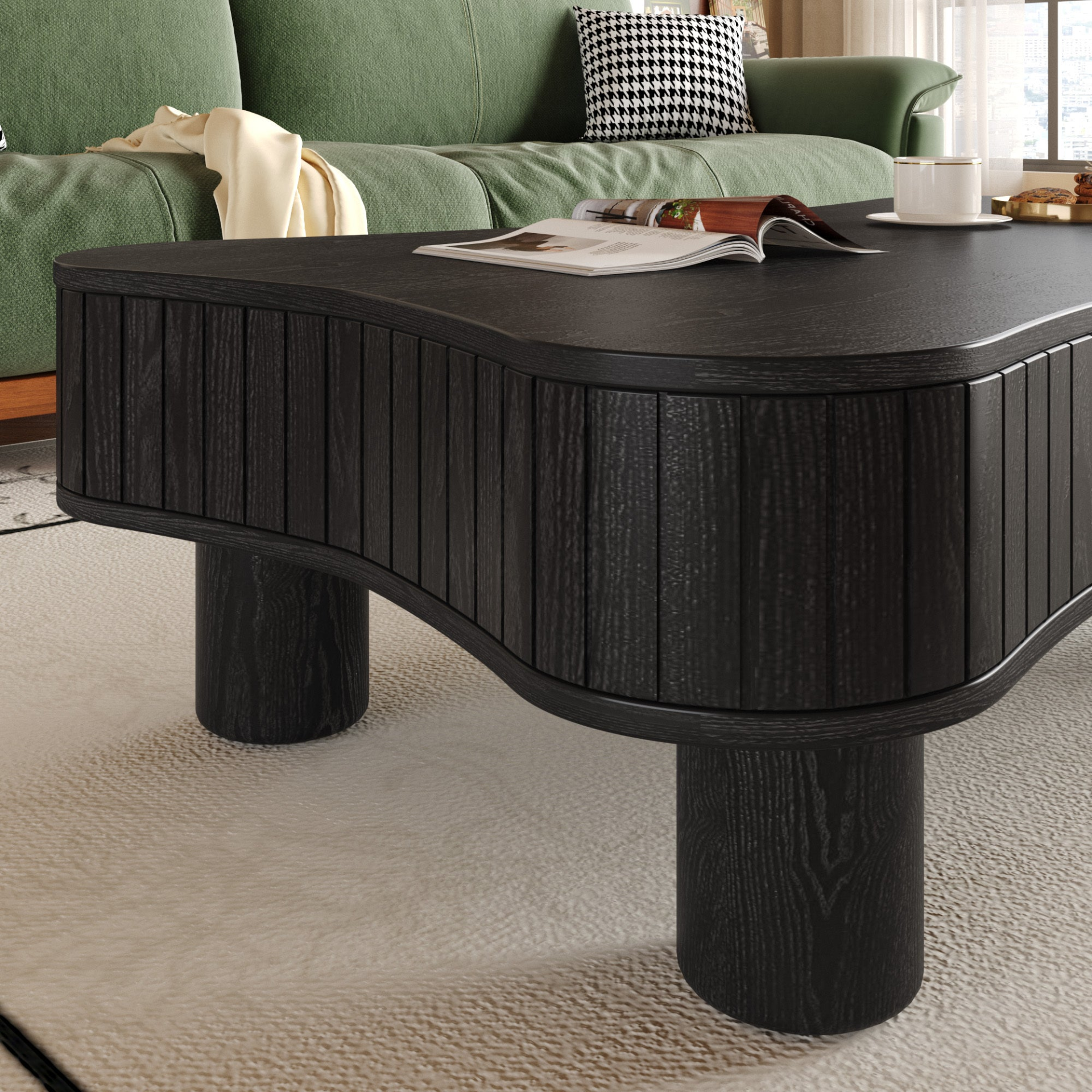 Light brown MDF and black metal coffee table with lift-top storage, ideal for living room furniture from Start2Finish.