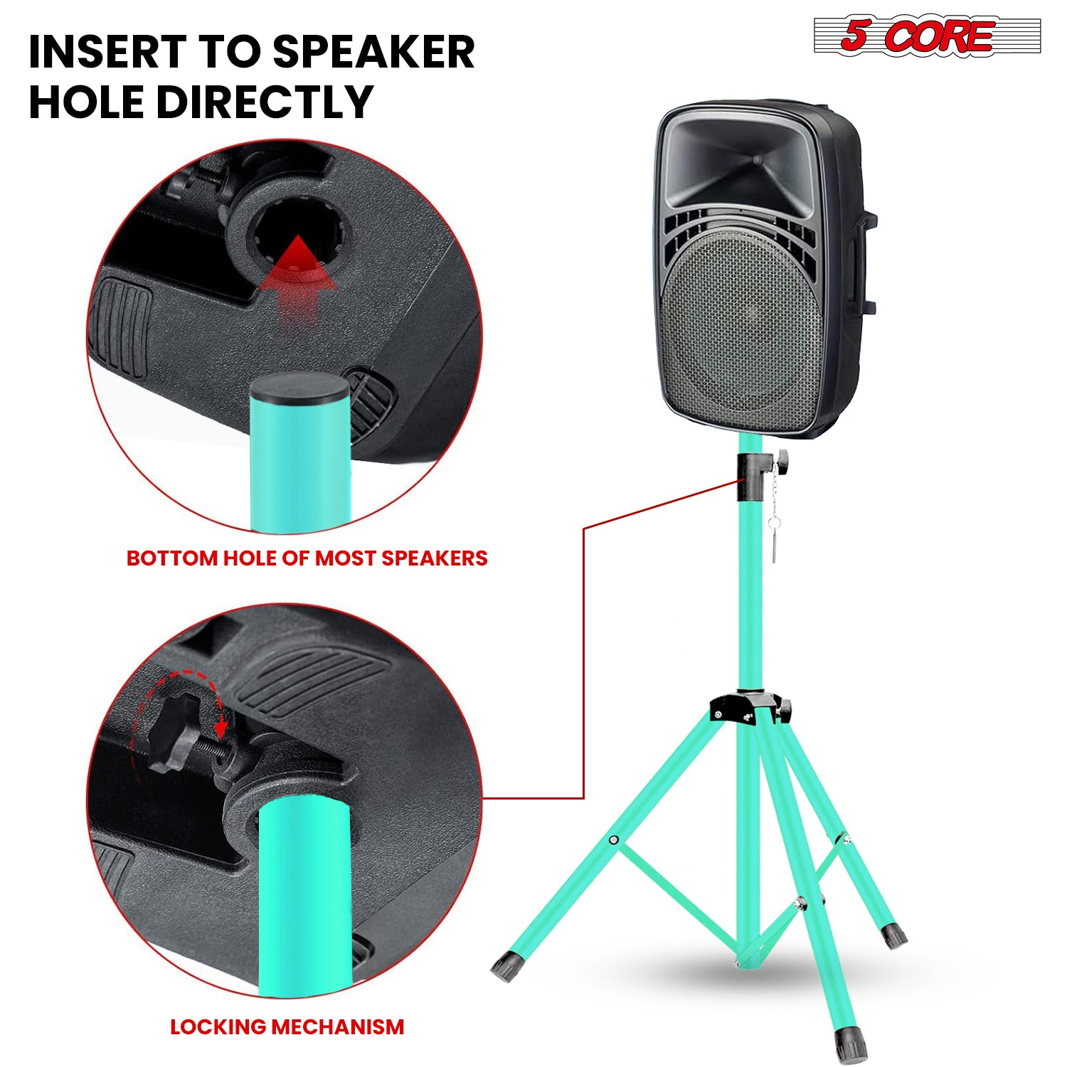 Pair of Start2Finish 54-inch adjustable heavy-duty speaker stands for PA, DJ, and studio monitors, featuring tripod design and sturdy construction.