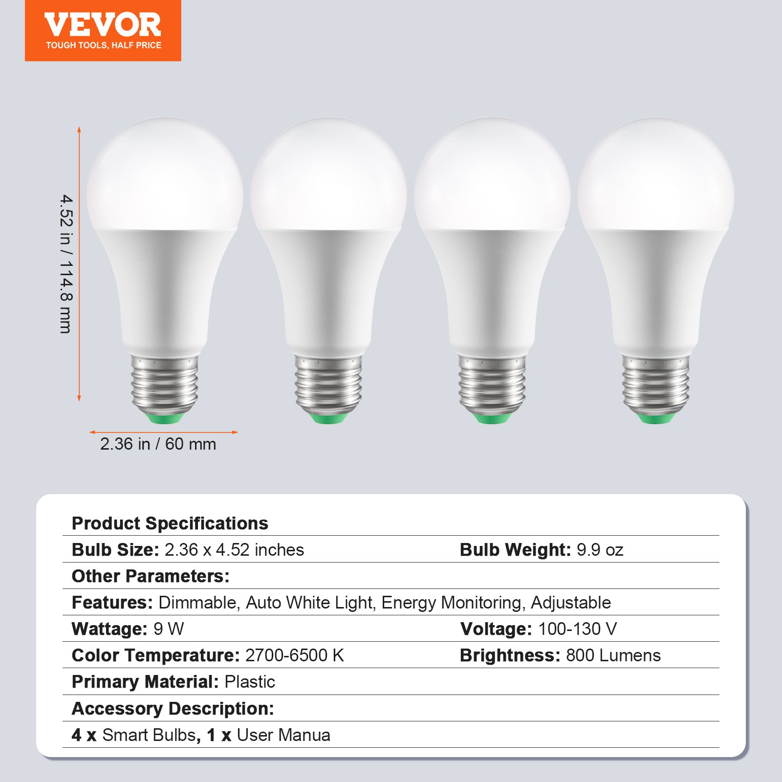 Start2Finish VEVOR smart LED light bulbs, 4-pack, multicolor RGB bulbs with smart control for Alexa, Google, Vera, iOS, Android.