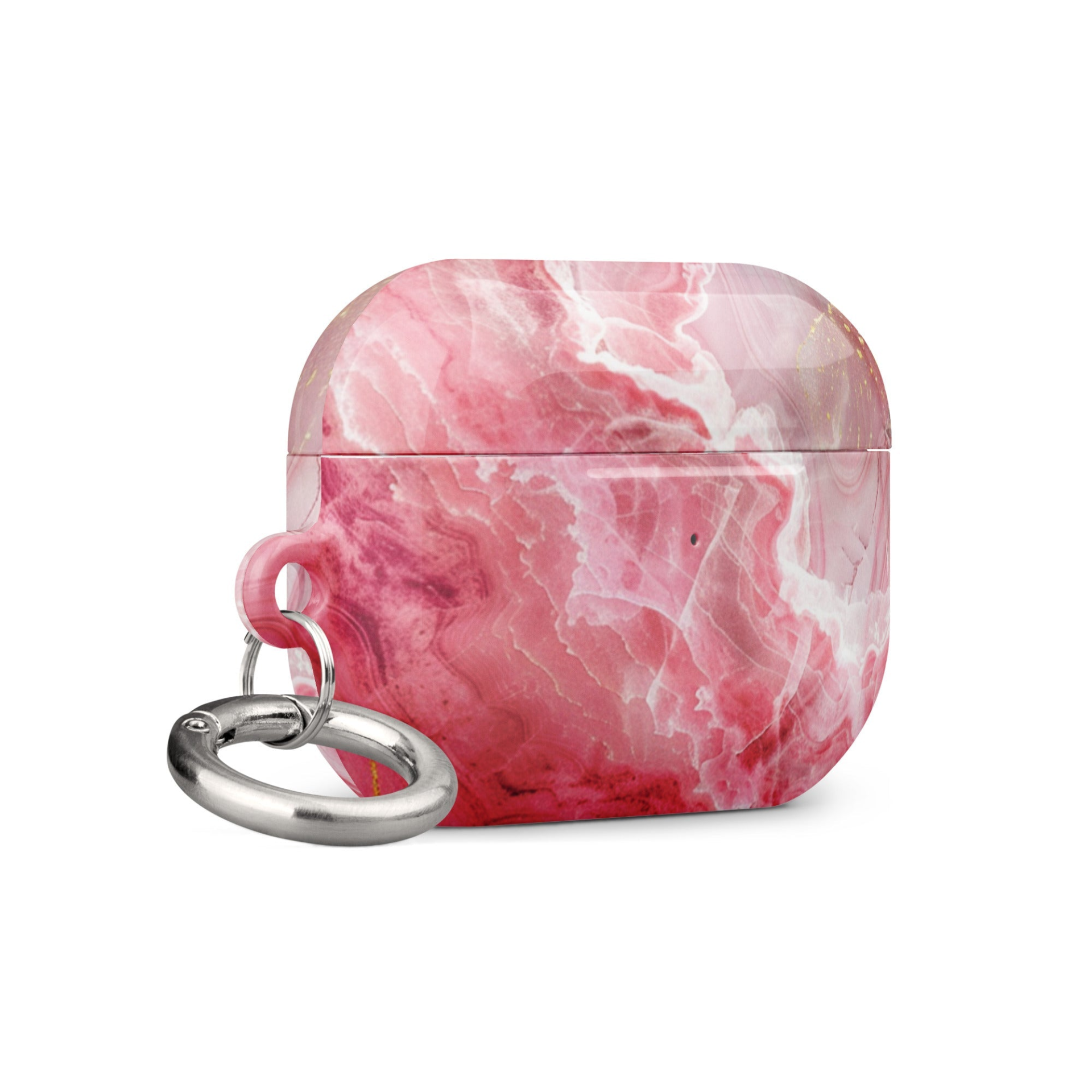 Pink marble AirPods case by Start2Finish, protective electronic accessory with stylish pink and white marble design.