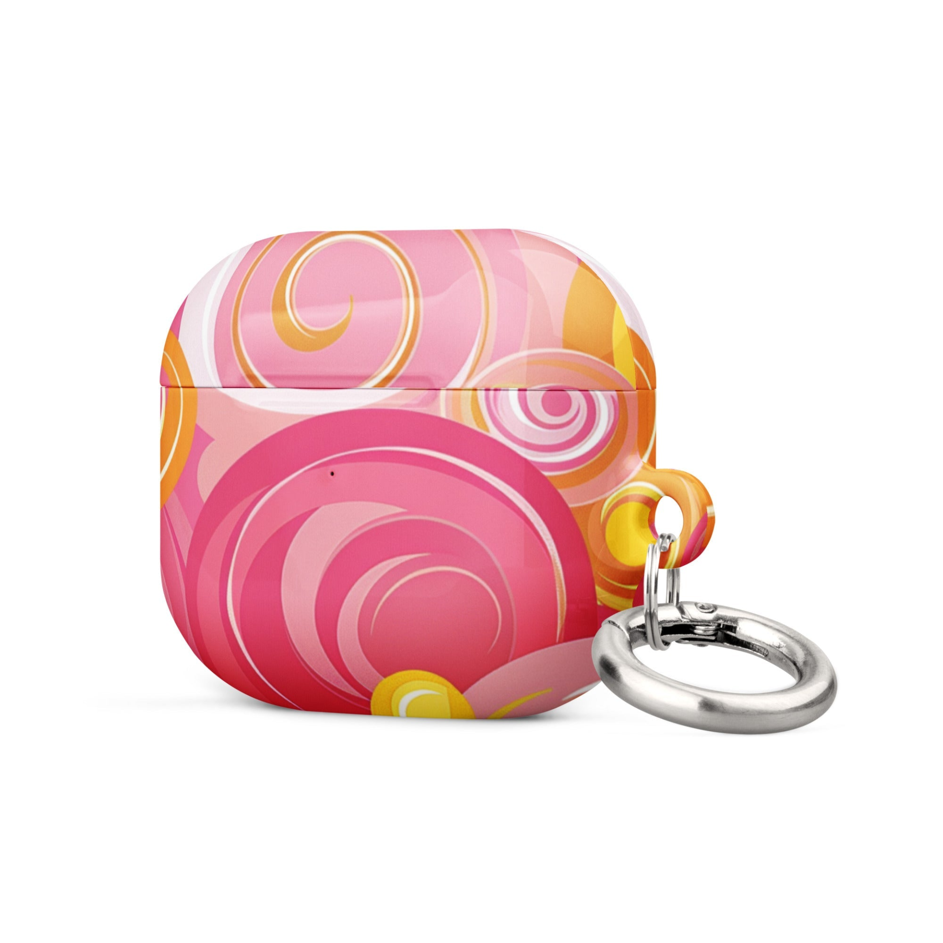Start2Finish pink and yellow AirPods case for electronics, featuring a colorful protective cover for wireless earbuds.