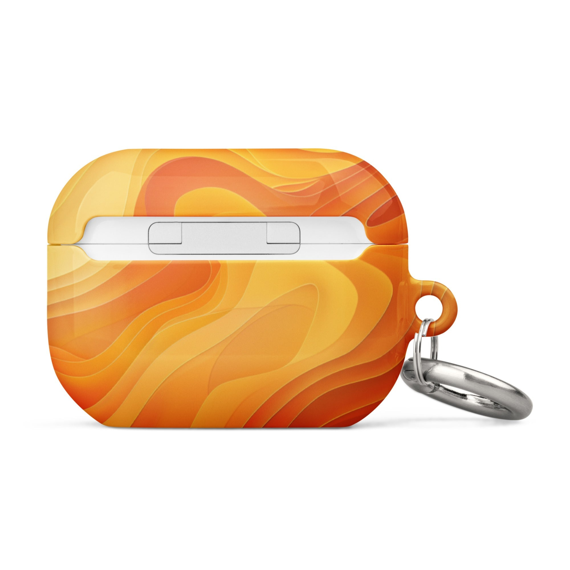 Yellow abstract design case for AirPods by Start2Finish, showcasing a vibrant, artistic pattern on a sleek electronic accessory.