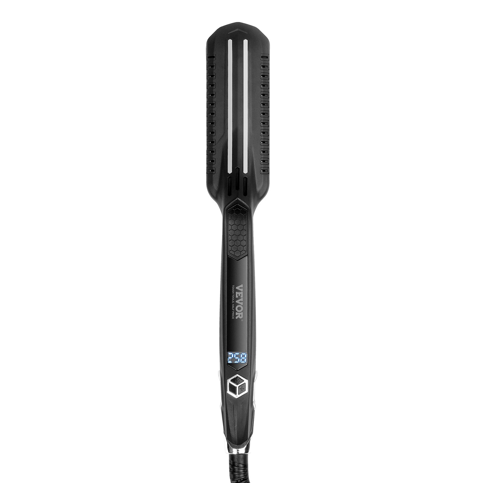 Start2Finish VEVOR titanium flat iron hair straightener with LCD display, dual infrared technology, 19 temperature levels, and fast heating