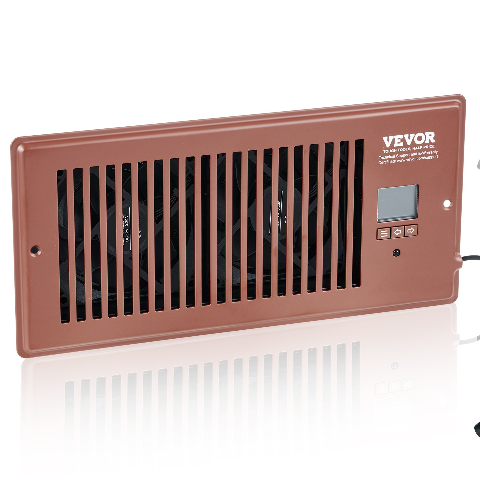 Start2Finish VEVOR register booster fan in brown with remote control, thermostat, and adjustable speed for 4x10 inch vents.