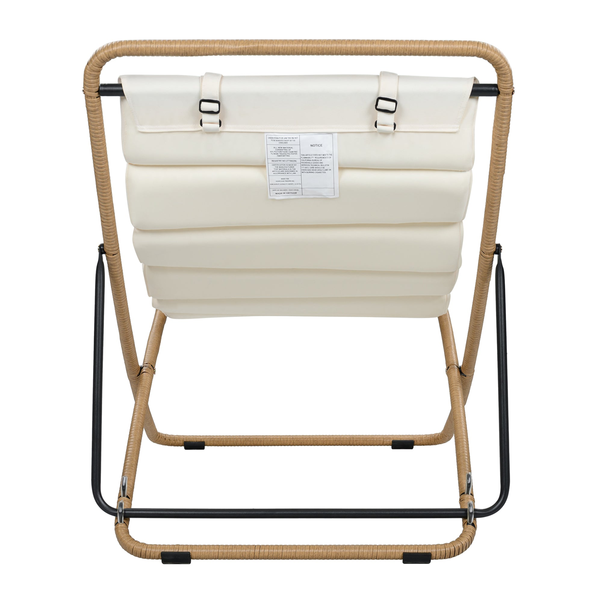 Black accent chair with yellow rattan accents from Start2Finish, perfect for modern living room furniture.