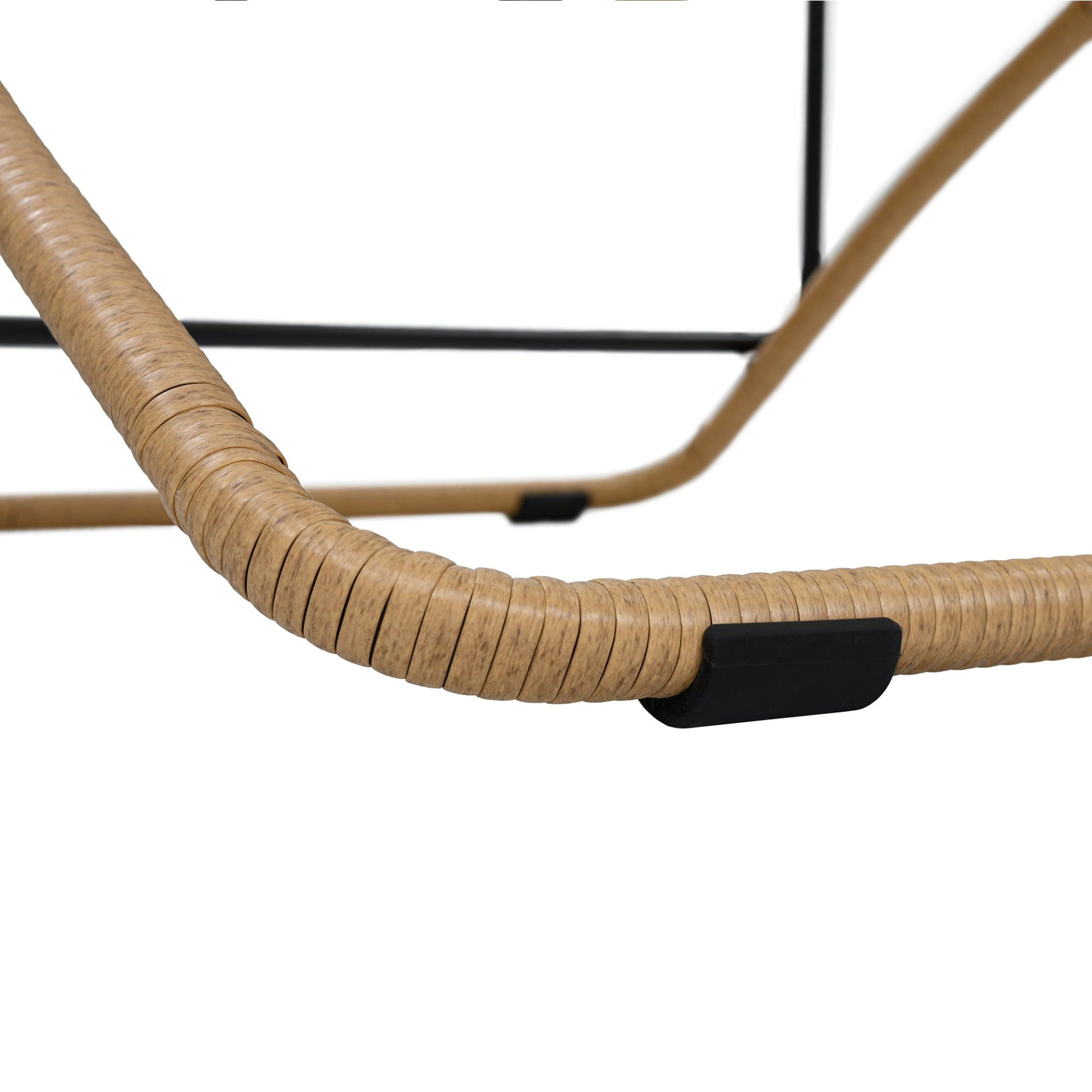 Black accent chair with yellow rattan accents, modern furniture for living room by Start2Finish