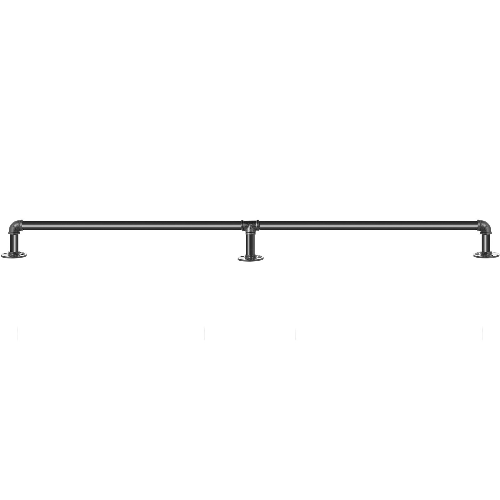 Start2Finish VEVOR 6FT steel pipe staircase handrail with wall mounts, round corners, indoor outdoor industrial pipe handrail.