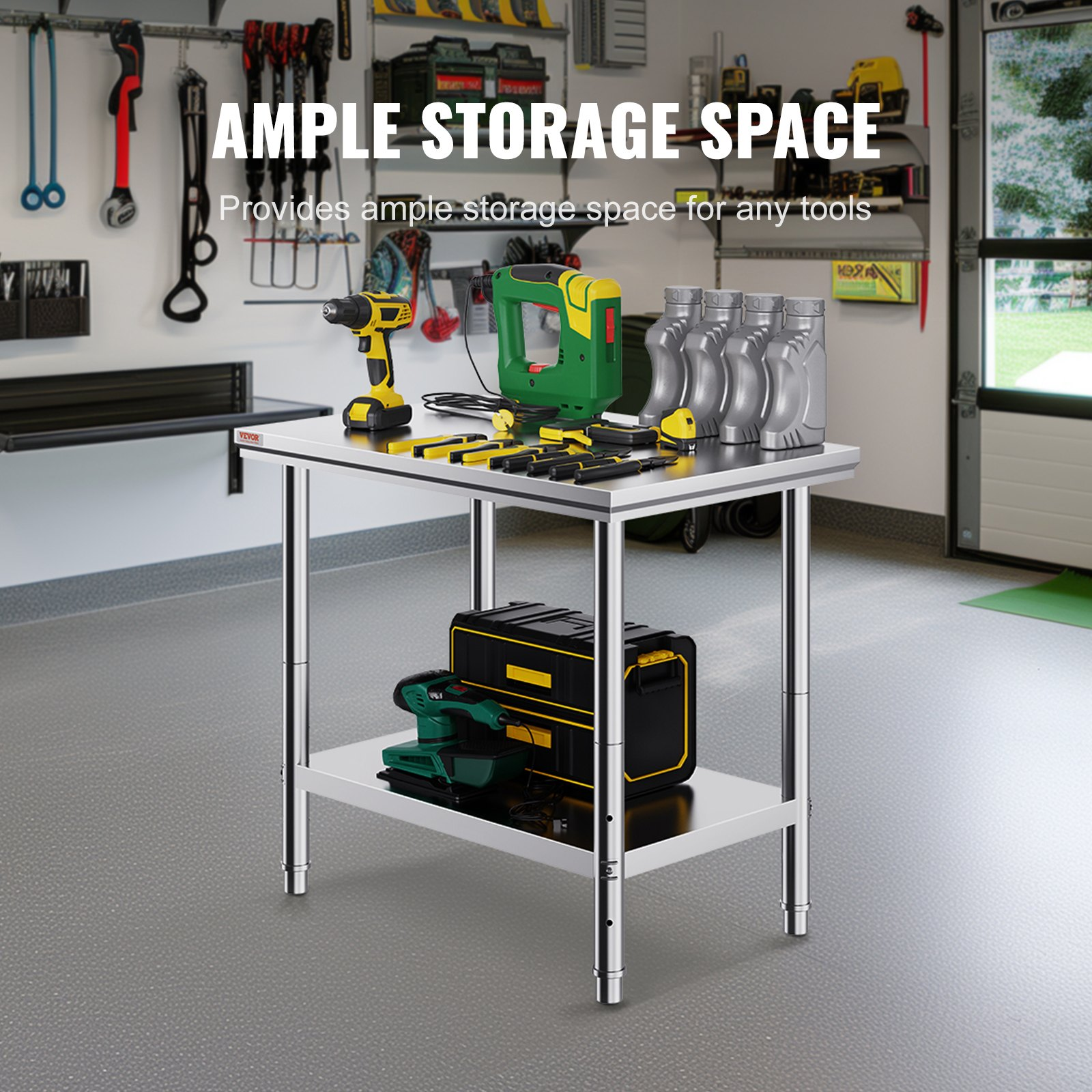 Start2Finish stainless steel prep table with adjustable height levels, 900x600mm surface and 700 lbs load capacity for commercial kitchens