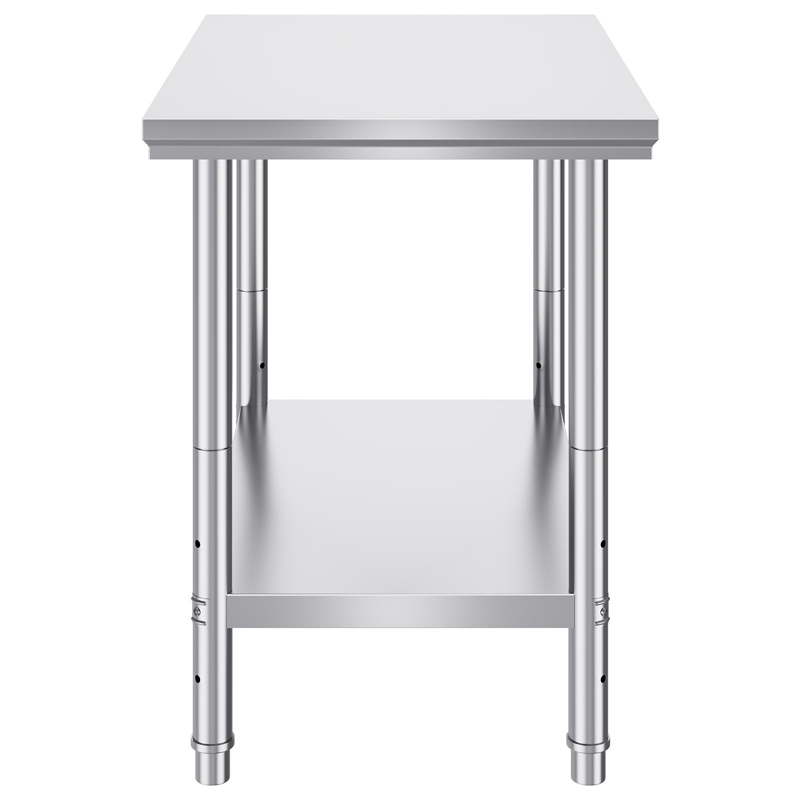 Start2Finish stainless steel prep table with adjustable height levels, durable work surface, and sturdy construction for commercial kitchens.