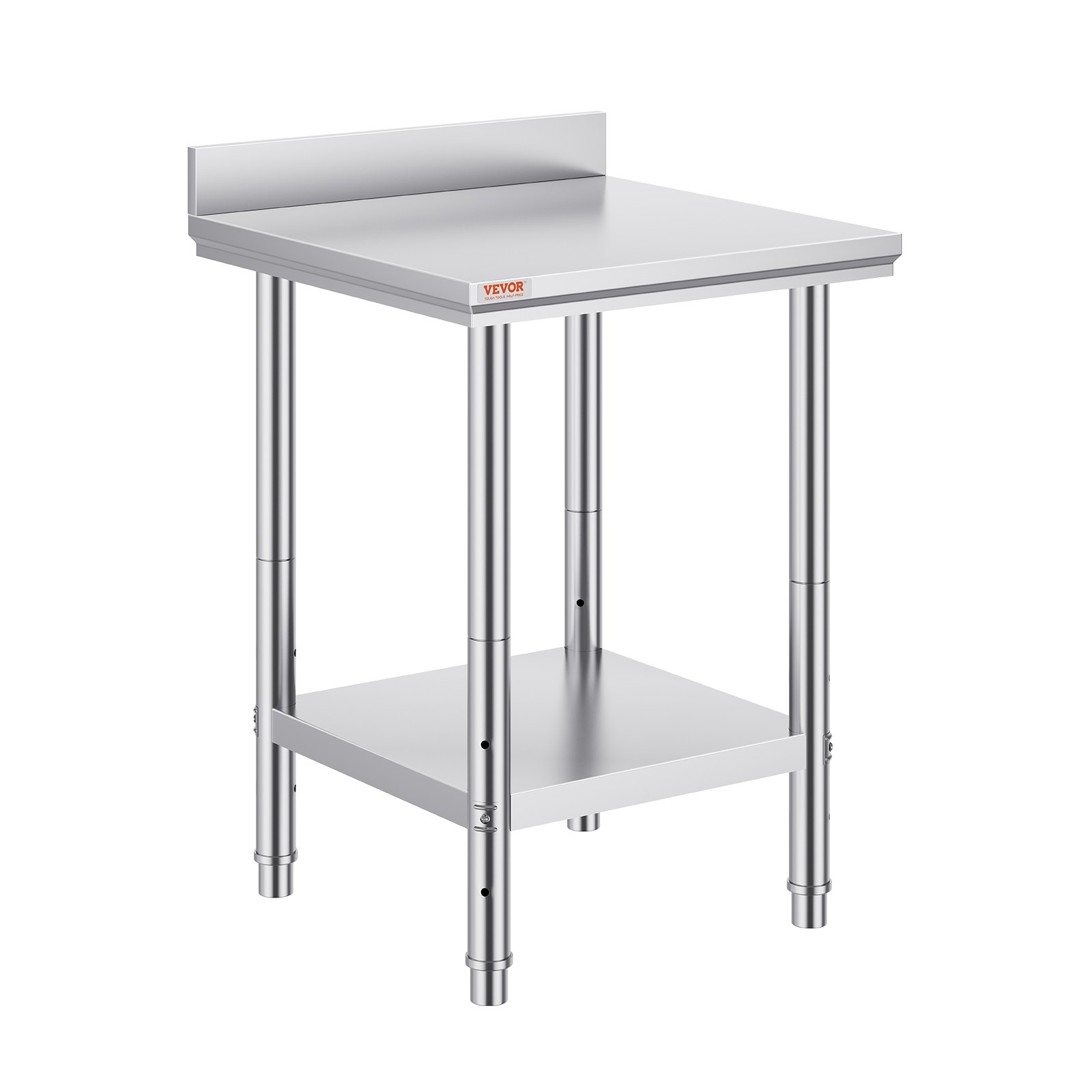 Start2Finish stainless steel work table, 24x24x35 inches, with adjustable height for commercial food prep in restaurant or hotel settings.