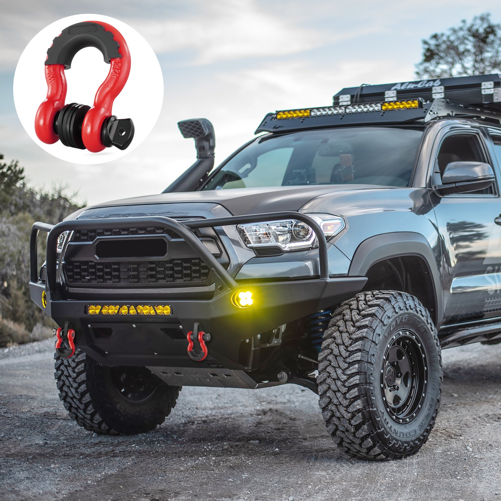 Start2Finish VEVOR 3/4" alloy steel D-ring shackles with screw pin, heavy-duty off-road recovery shackles for Jeep and trucks.