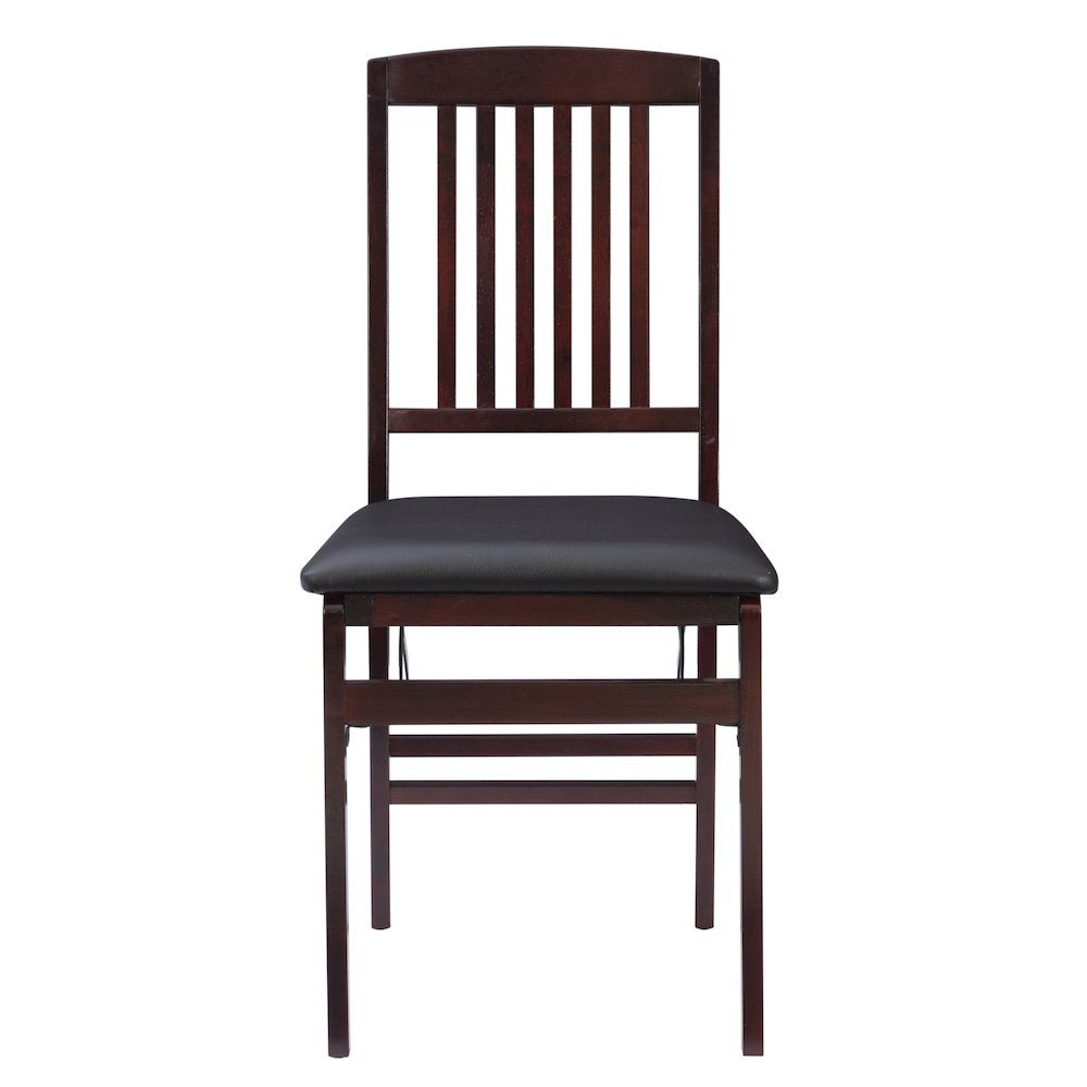 Start2Finish Triena 18-inch mission back folding chairs, set of two, featuring wooden frames and foldable design for easy storage.