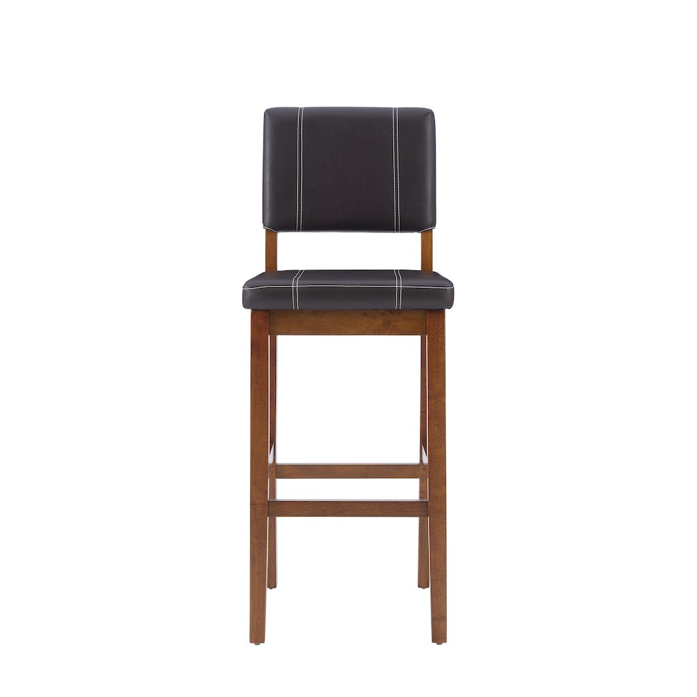 Brown Milano Bar Stool by Start2Finish with cushioned seat and wooden legs, modern furniture for kitchen or bar area.