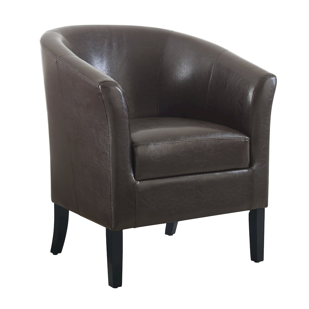 Start2Finish Simon Brown club chair with plush cushions and wooden legs, showcasing a stylish, comfortable furniture piece.