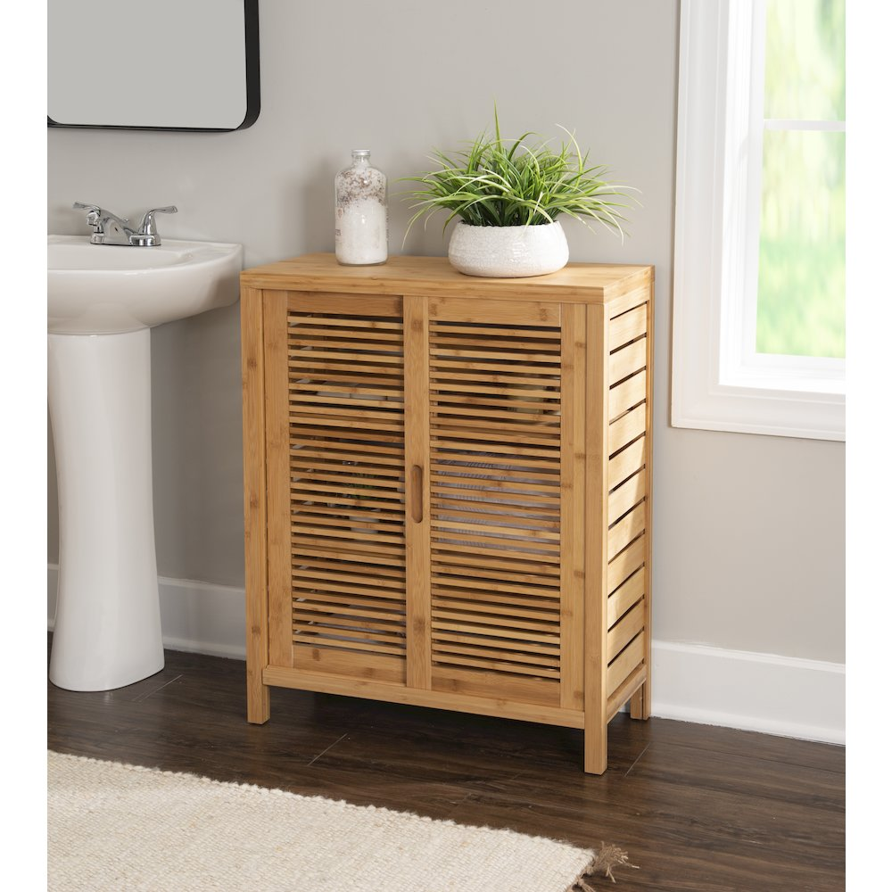 Start2Finish Bracken two-door floor cabinet made of wood with sleek design and ample storage space, ideal for modern home organization.