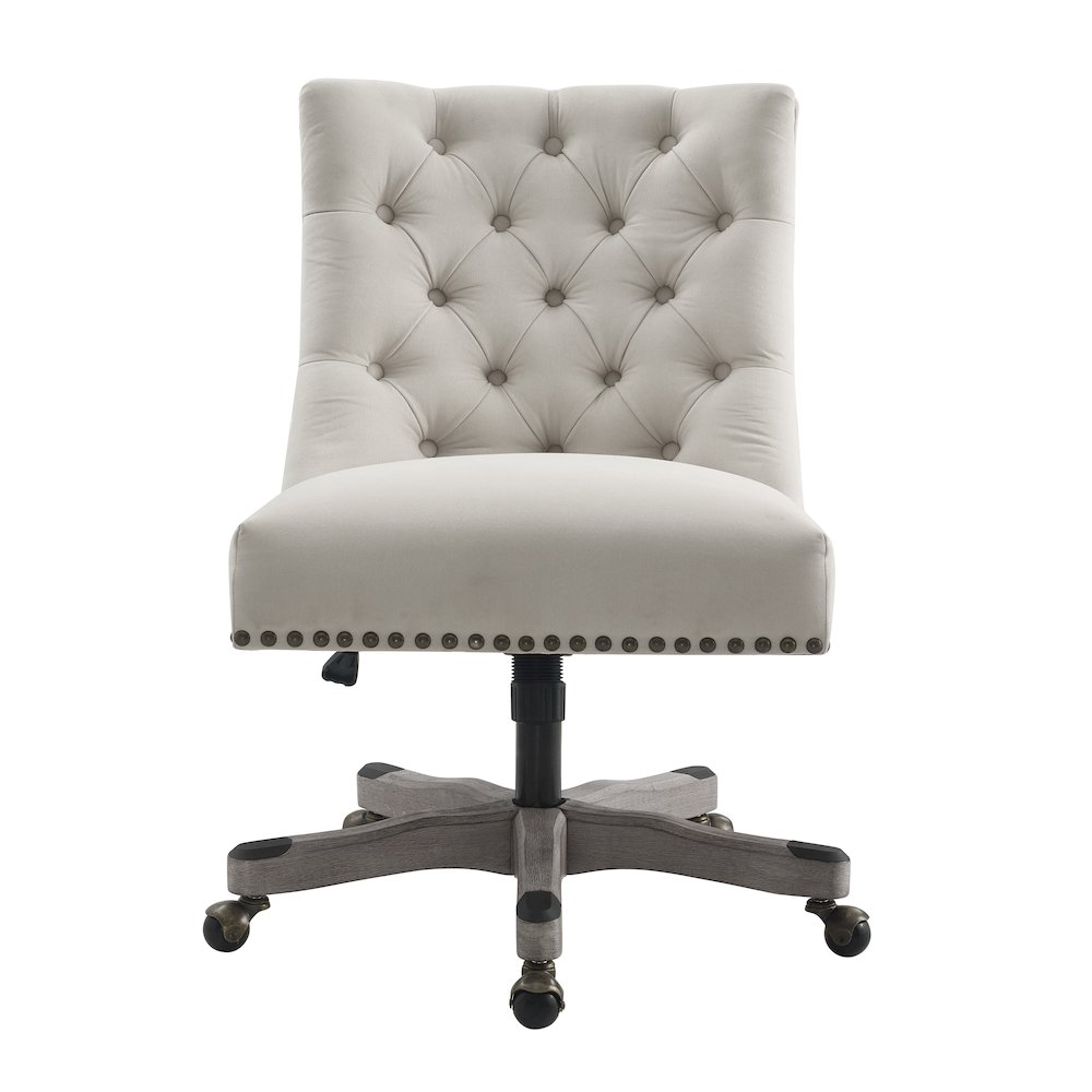 Start2Finish Della Natural Office Chair with ergonomic design, wooden armrests, and cushioned seat for comfortable workspace seating.