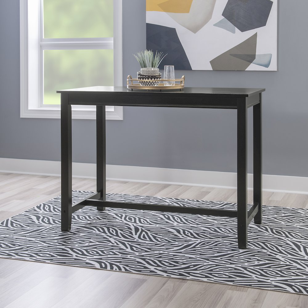 Start2Finish Claridge Counter Pub Table in black, showing a sleek, modern furniture piece with a sturdy tabletop and stylish design.