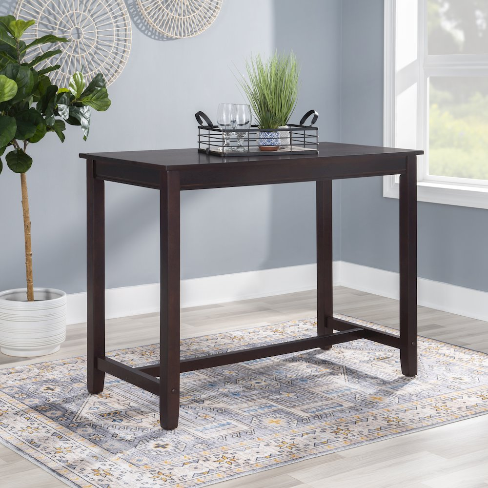 Start2Finish Claridge 36-inch walnut counter height pub table with sturdy wooden legs and a smooth tabletop for casual dining.
