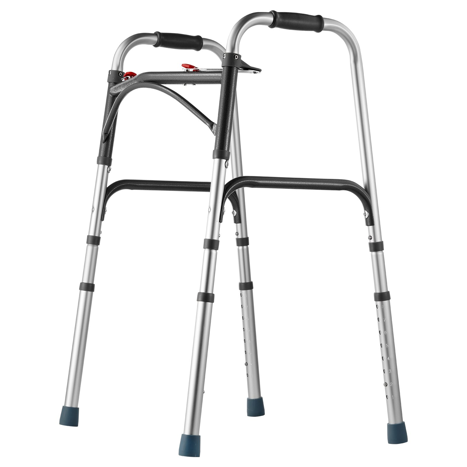 Start2Finish VEVOR folding walker with adjustable height, durable handles, lightweight aluminum frame, suitable for elderly and disabled users.
