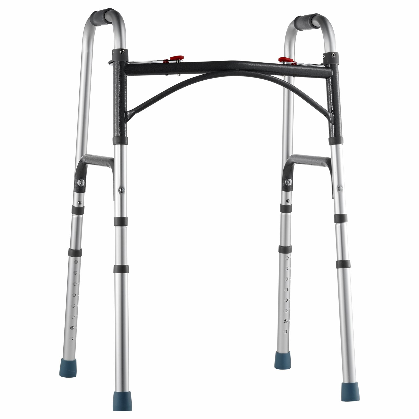 Start2Finish VEVOR folding walker with adjustable height, lightweight aluminum frame, durable handles, suitable for elderly and disabled users.