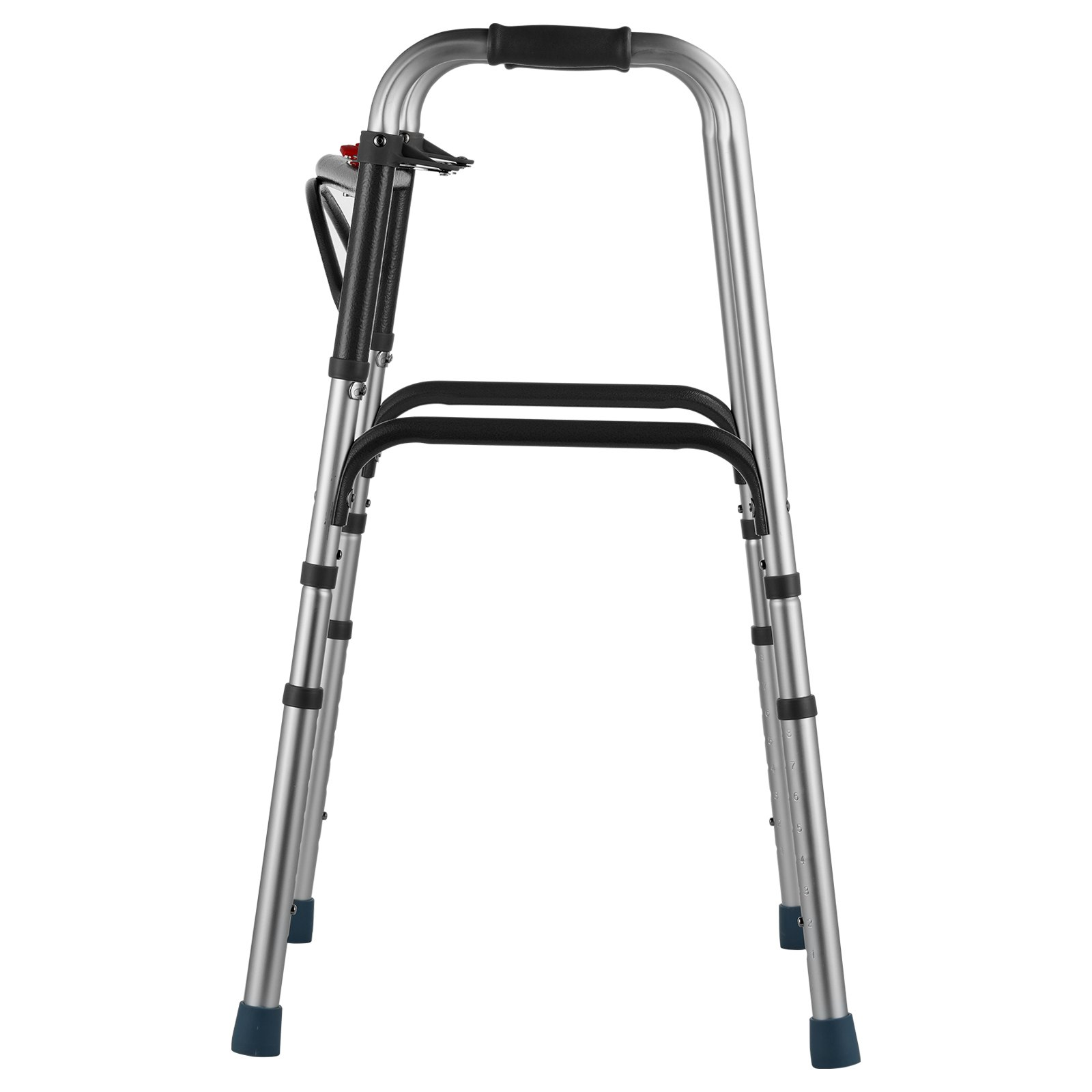Start2Finish VEVOR folding walker with 8 adjustable height levels, lightweight aluminum frame, durable handles, suitable for elderly and disabled.