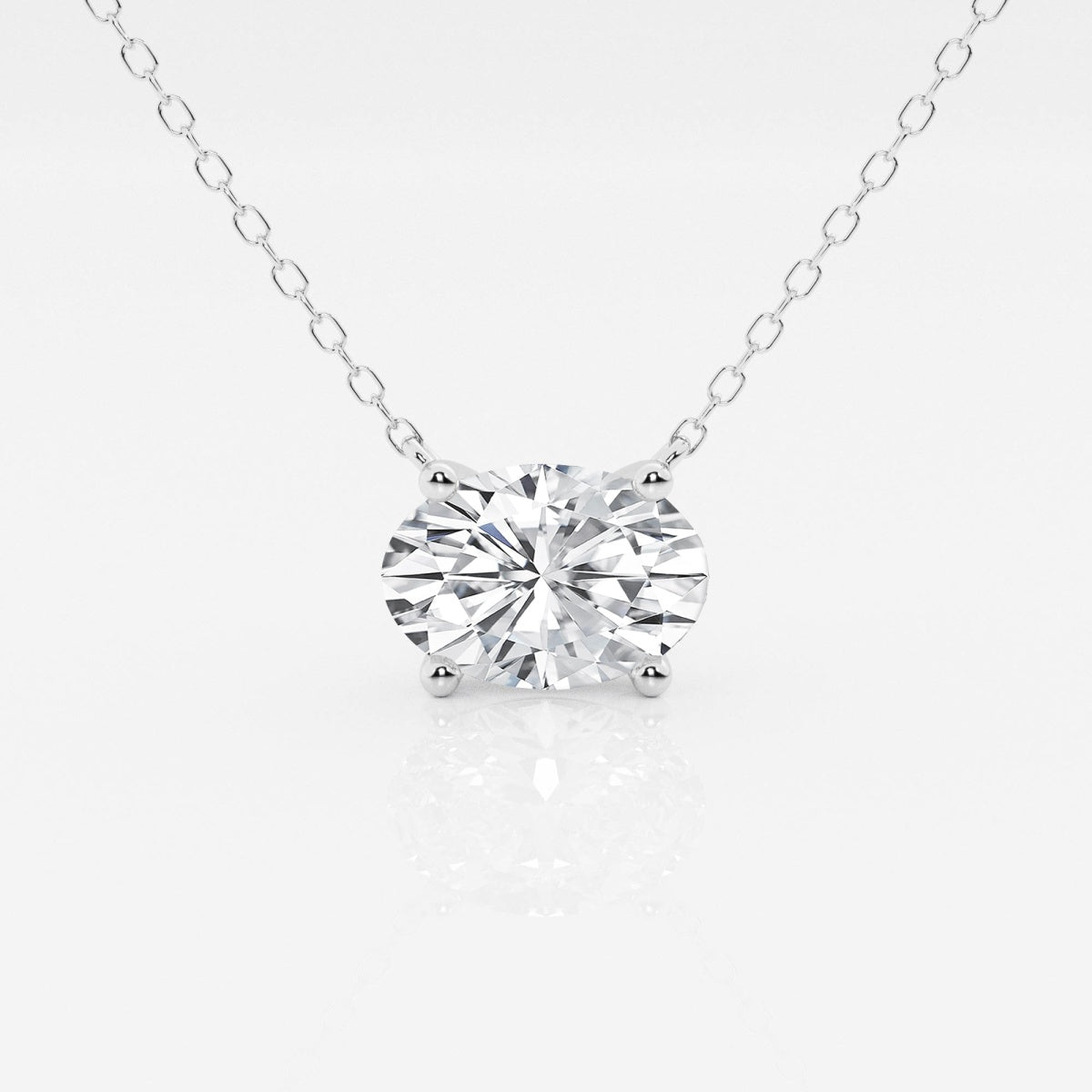 Oval lab-grown diamond solitaire pendant with 1.00 carats in white and yellow gold setting, showcasing elegant gemstone and metal details.