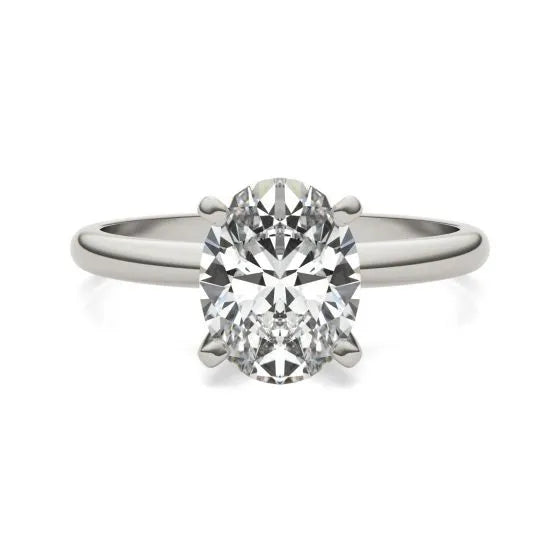 Start2Finish 2.00 CTW AGI Certified Oval Lab Grown Diamond Solitaire Engagement Ring in 14K White Gold