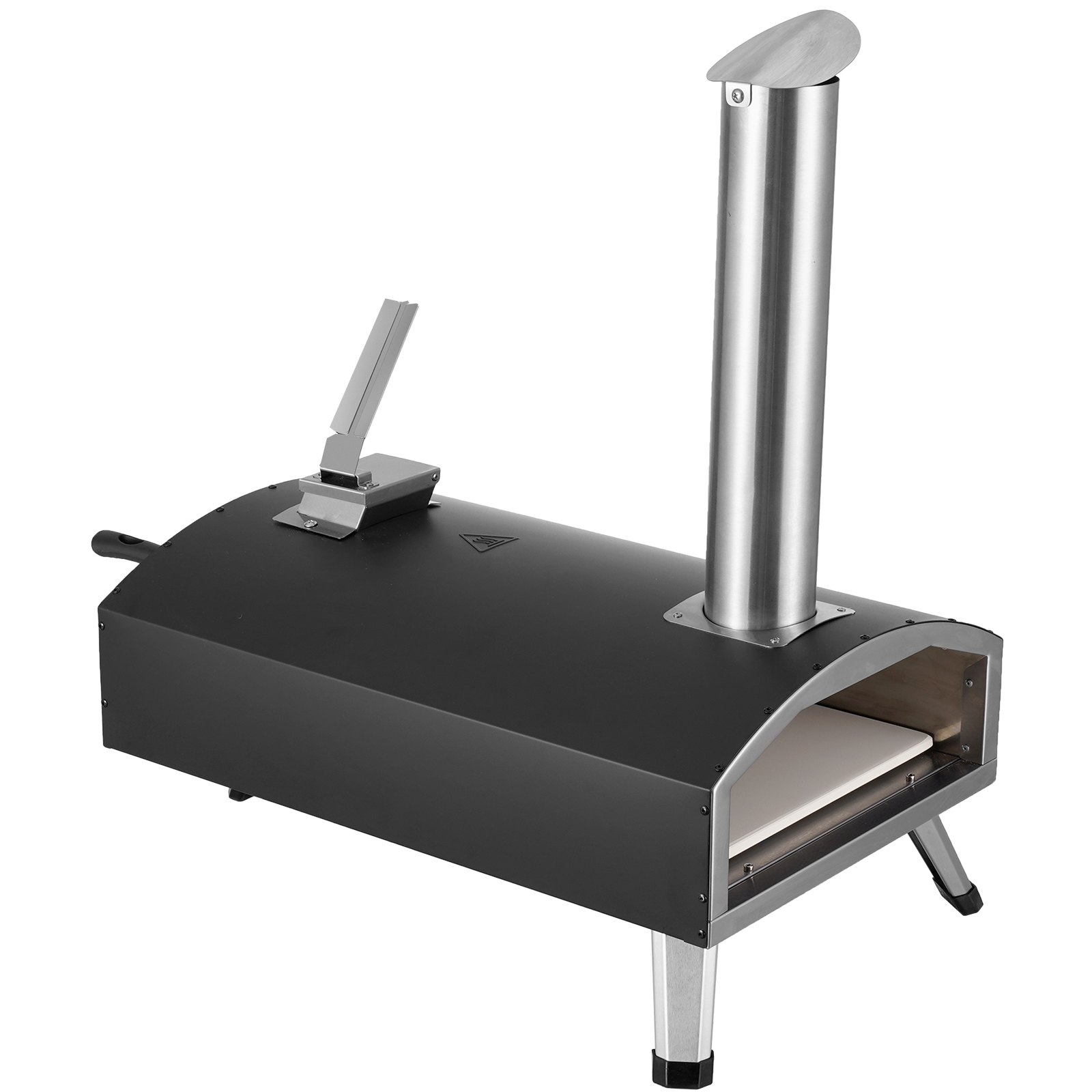 Start2Finish VEVOR portable outdoor pizza oven with 12-inch cooking surface, pellet, chips, and charcoal tri-fuel grill with accessories.