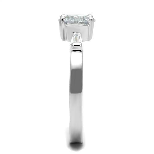Turquoise Tiger rhodium brass ring with AAA grade clear cubic zirconia, featuring a sleek and elegant jewelry design.