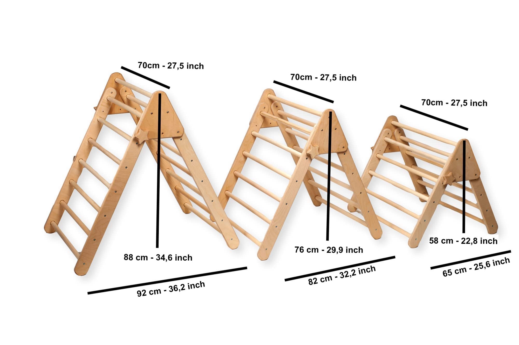 Red Oceanus Montessori Triangle Climber Set with three sizes, wooden furniture for children&
