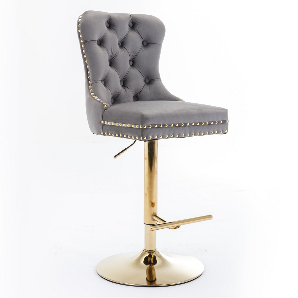 Set of 2 Start2Finish velvet adjustable bar stools with swivel seats in various colors, suitable for dining or kitchen seating.