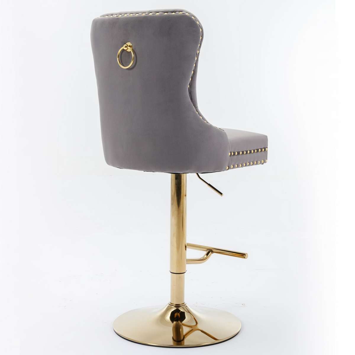 Set of two Start2Finish adjustable velvet bar stools with swivel seats in multiple colors, modern design for kitchen or dining room.