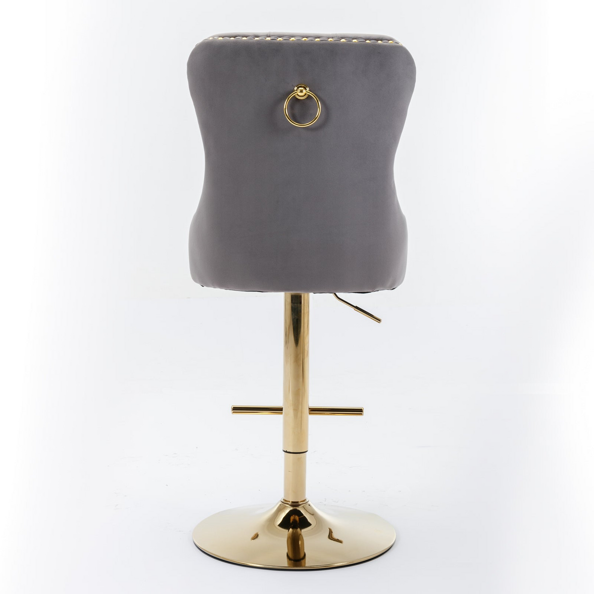 Pair of Start2Finish adjustable velvet bar stools with swivel function in multiple colors, modern design for kitchen or dining room seating.