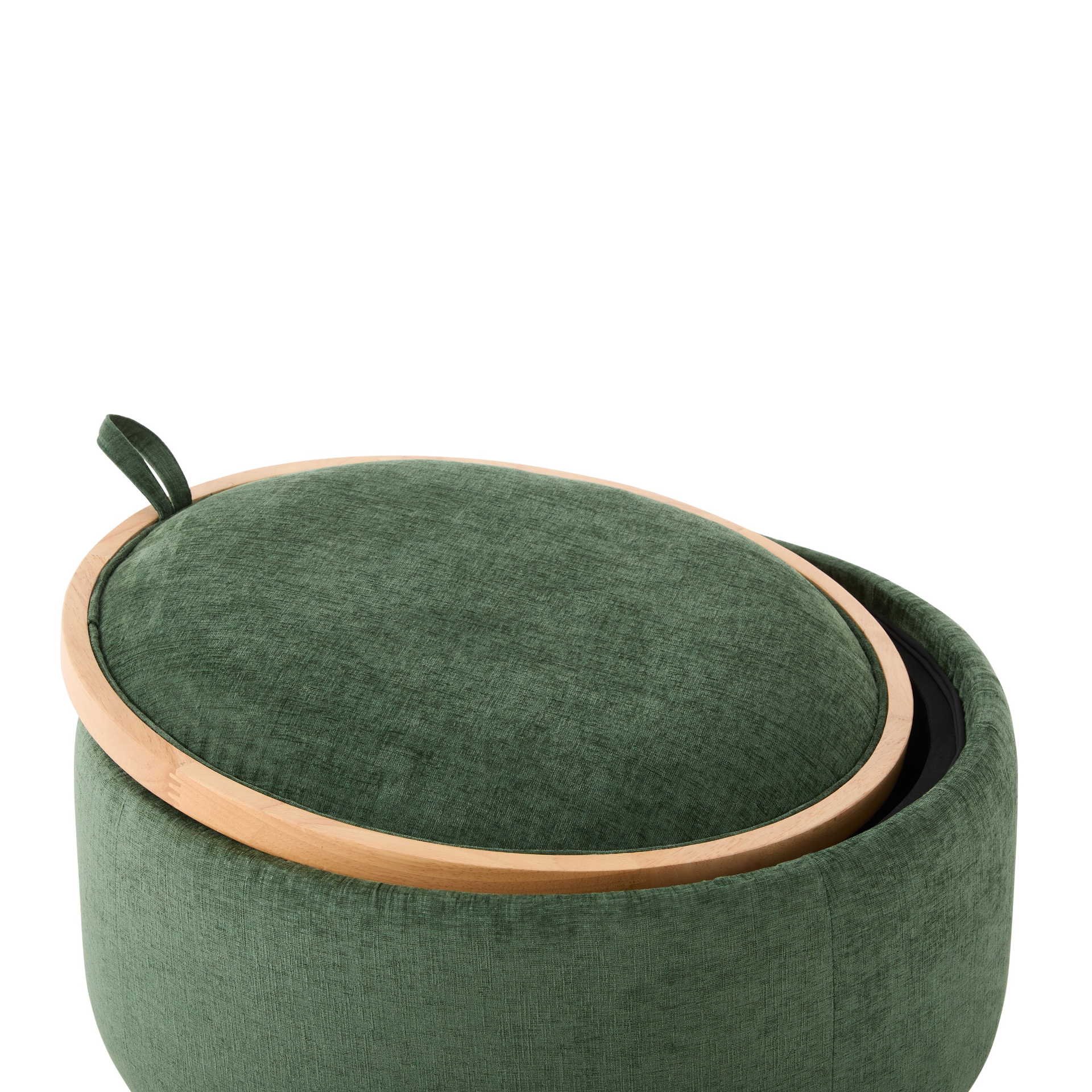 Start2Finish wood and fabric upholstered ottoman with storage, ideal for living room and lounge furniture.