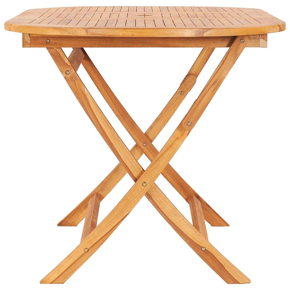 Natural teak garden table and chairs set from Start2Finish, featuring a sturdy table and matching outdoor seating for garden dining.