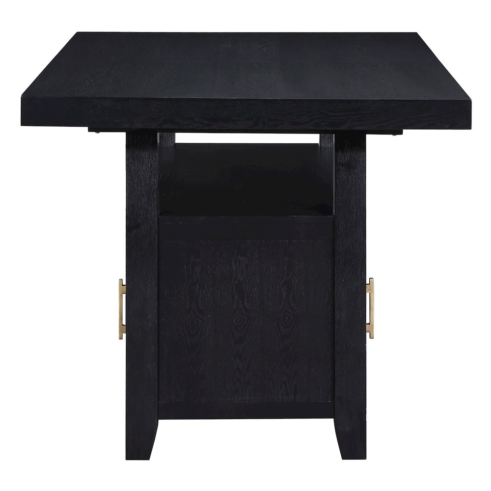 Yves Black Counter Table with Storage by Start2Finish, featuring a sleek black finish and built-in storage compartments.