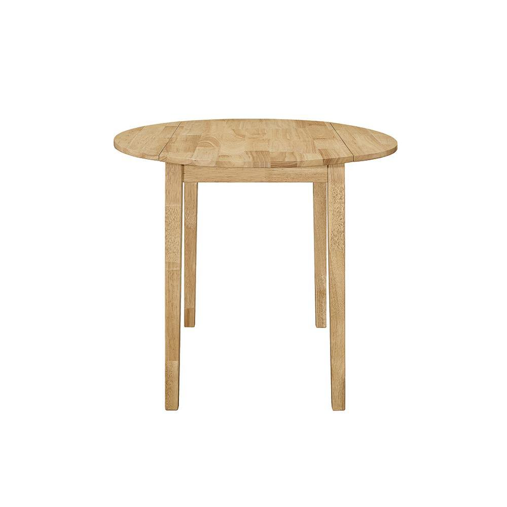 Start2Finish Bucknell 3-piece round drop leaf dining table set in natural wood with chairs, showcasing a stylish and functional kitchen set.