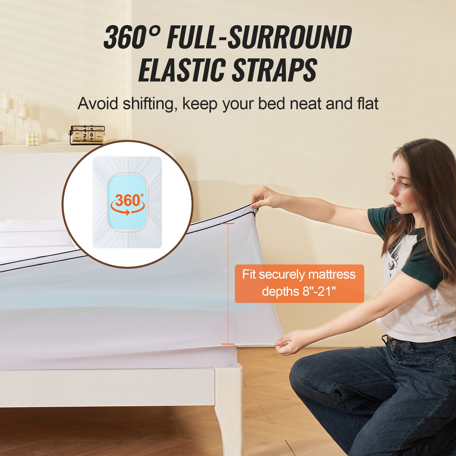Start2Finish VEVOR queen size mattress topper with 4-inch memory foam and fiber fill, showing plush, breathable, and pressure-relief design.