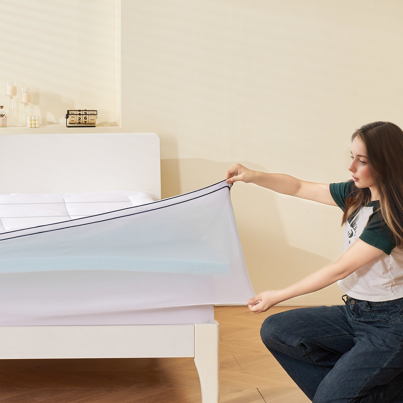Start2Finish VEVOR queen-sized memory foam mattress topper with fiber fill, 4-inch thickness, breathable, washable, pressure relief.