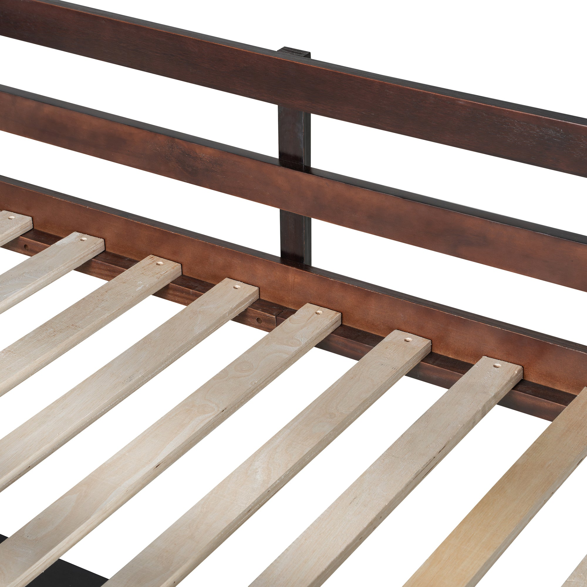 Twin size loft bed by Start2Finish with solid wood frame, built-in desk, and shelves for bedroom or study space.